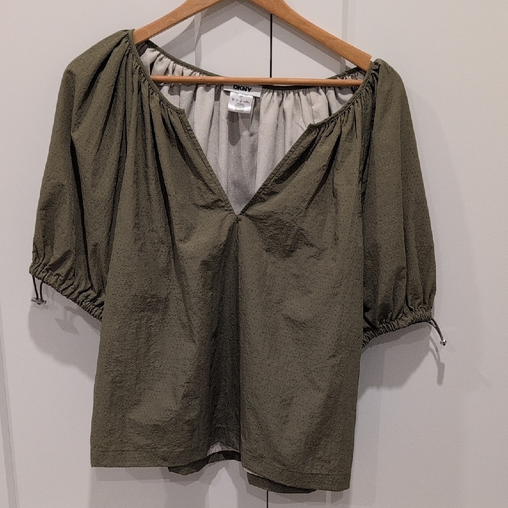 NWOT..Donna Karan Olive Green Women's Blouse.